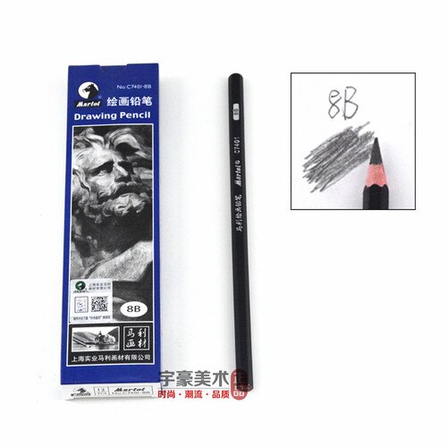 12 PCS Maries Schets Potlood 2B 4B 6B 8B 10B 14B Schilderij Tekening Potlood Creatieve Potloden: 8B