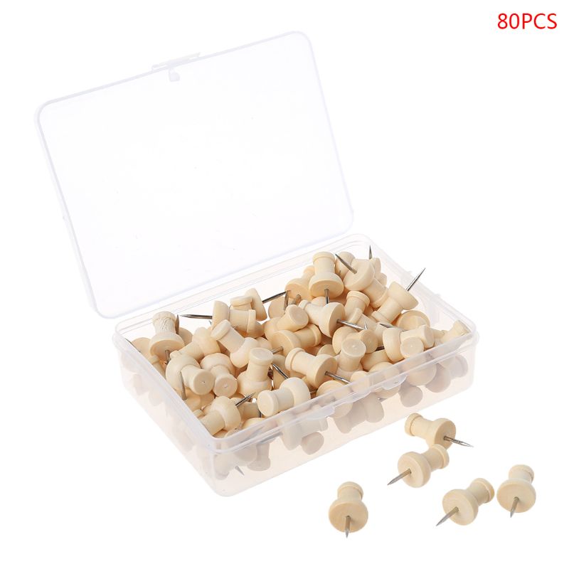 1 Doos Houten Punaise Board Pins Pushpins Tekening Foto Muur Studs Nail Kantoor Schoolbenodigdheden: A