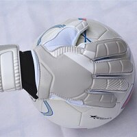 Män fotboll målvaktshandskar för fotboll latex målvaktshandskar fingerskydd förtjockad latex målvakt: Grå / 8