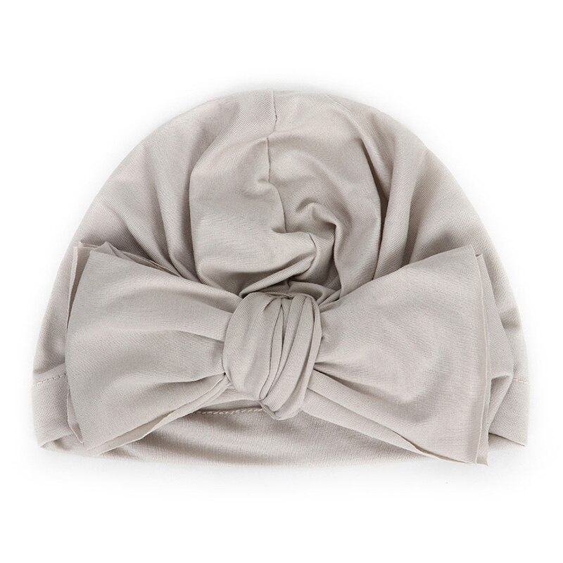 Grote strikken baby muts zomer herfst baby meisje muts zachte tulband kinderen peuter hoed fotografie rekwisieten: Grijs