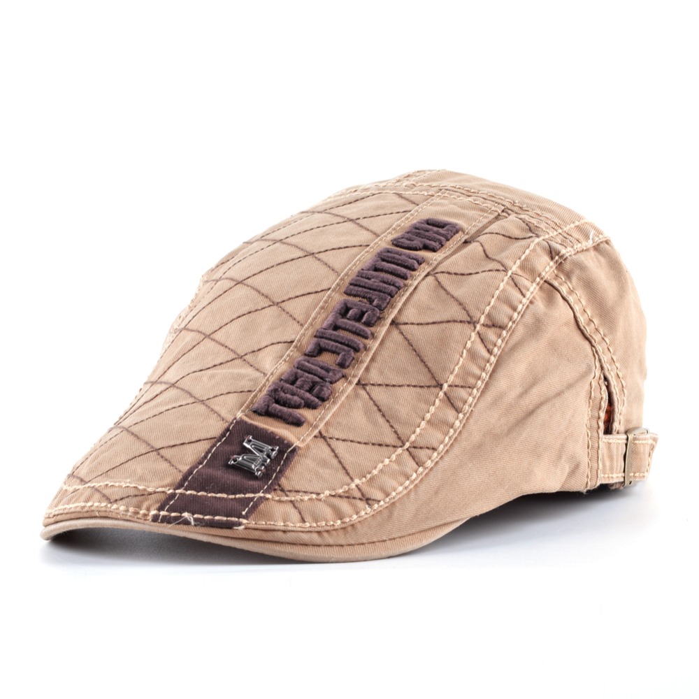 Gorros Retro para hombre, boina de algodón con letras bordadas, gorra con visera, gorra informal, Gorras Planas con hueso, boina para hombre