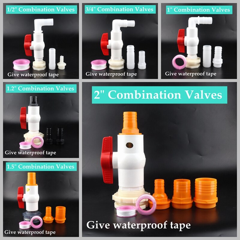 1Set White Hose Drainage Accessories Aquarium Fish Tank Drain Joint Aquarium Pagoda Connector Combination Valve