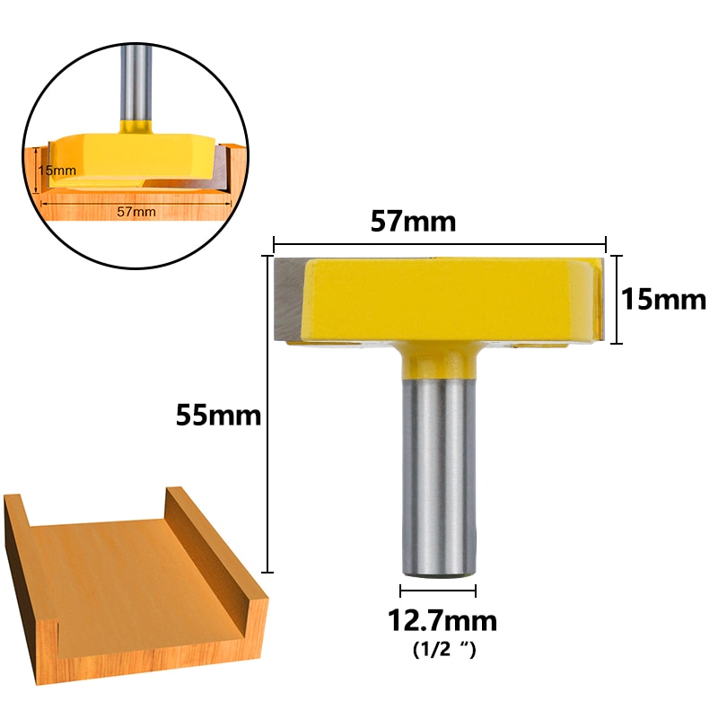 Cleaning Bottom Router Bit Tungsten Router Bit 8mm 1/2 Shank For Woodworking Cutting Diameter Tool Surface Planing Router Bits
