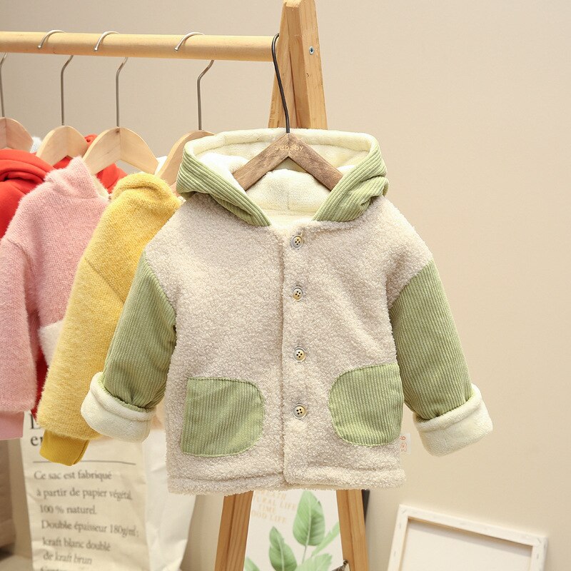 Winter Baby Jongens Lange Mouwen Cartoon Kikker Hooded Brief Dikke Fleece Jassen Kinderen Kids Parka Warme Bovenkleding Jassen Casaco
