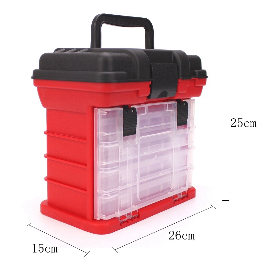 4 Layer PP+ABS Sea Fishing Tackle Box with Plastic Handle Storage Fishing Lures Tools Accessories for Outdoor Fishing