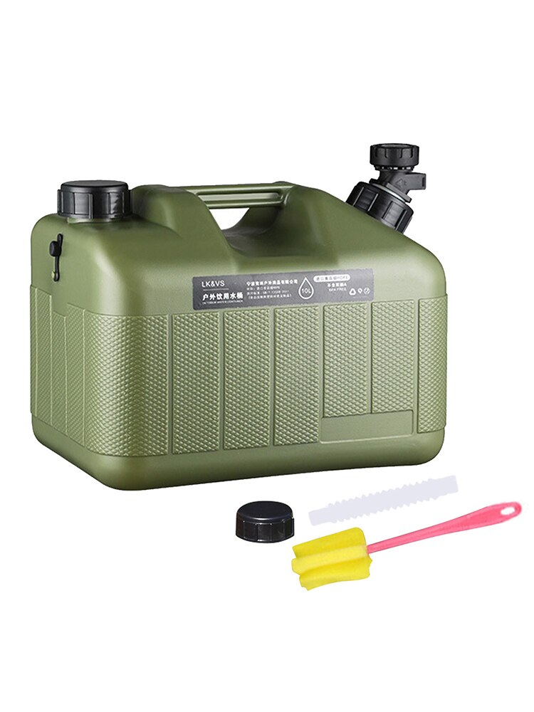 10L Outdoor Hiking Camp Water Bucket Portable Car Driving Water Tank Container Large-caliber Camping Water Canister With Faucet