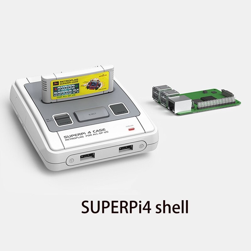 Custodia Retroflag Superpi 4, custodia Super PI 4 J con alimentazione funzionale e pulsante di ripristino sicuro per Raspberry Pi 3B Plus(3B +)/Pi 4