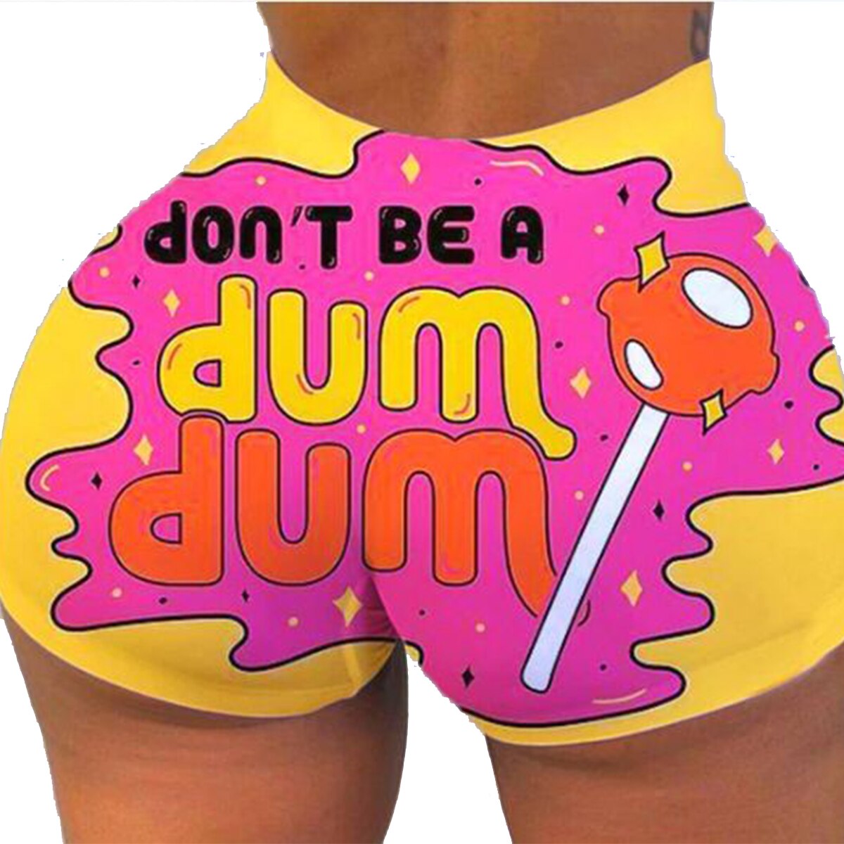 Dames shorts letter print shorts zomer casual hoge taille korte broek sport dagelijkse shorts onderkant: Geel / Ik