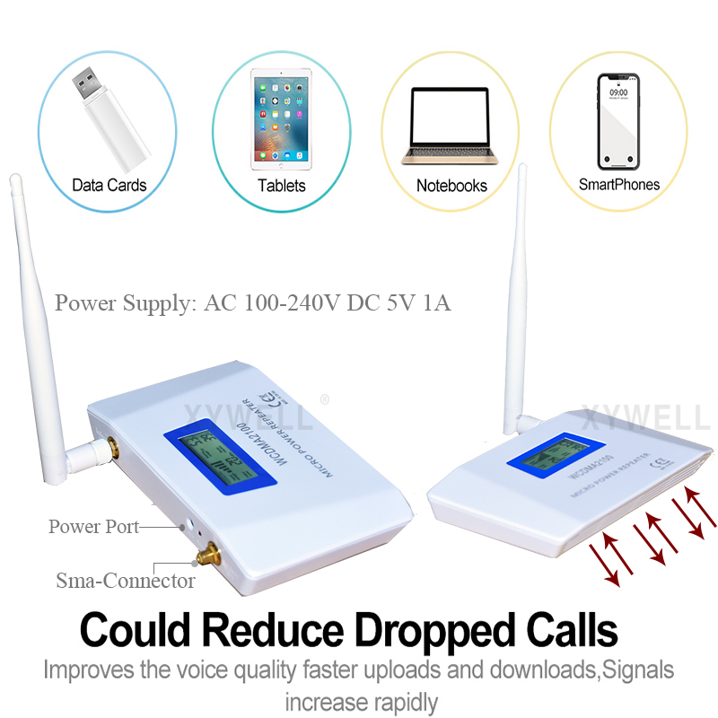 Xywell 70db ganho W-CDMA 2100 mhz 3g impulsionador de sinal móvel 3g 2100 mhz umts repetidor de sinal telefone celular wcdma amplificador 4g antena