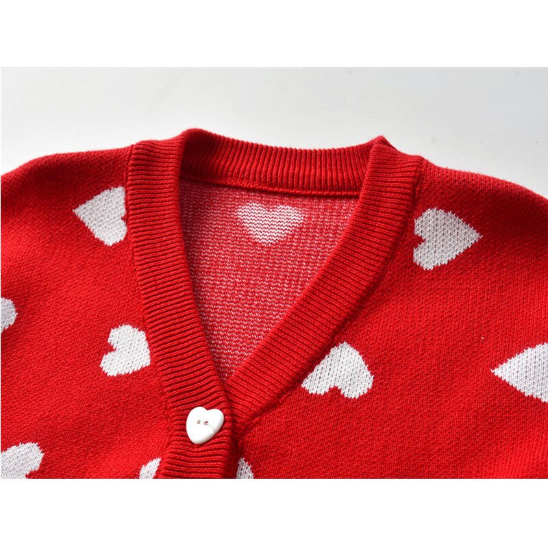 Heart Pattern Sweaters Baby Cotton Knit Cardigan Sweater Kids Long Sleeve Autumn Children Clothes Boy Girl Outer Wear