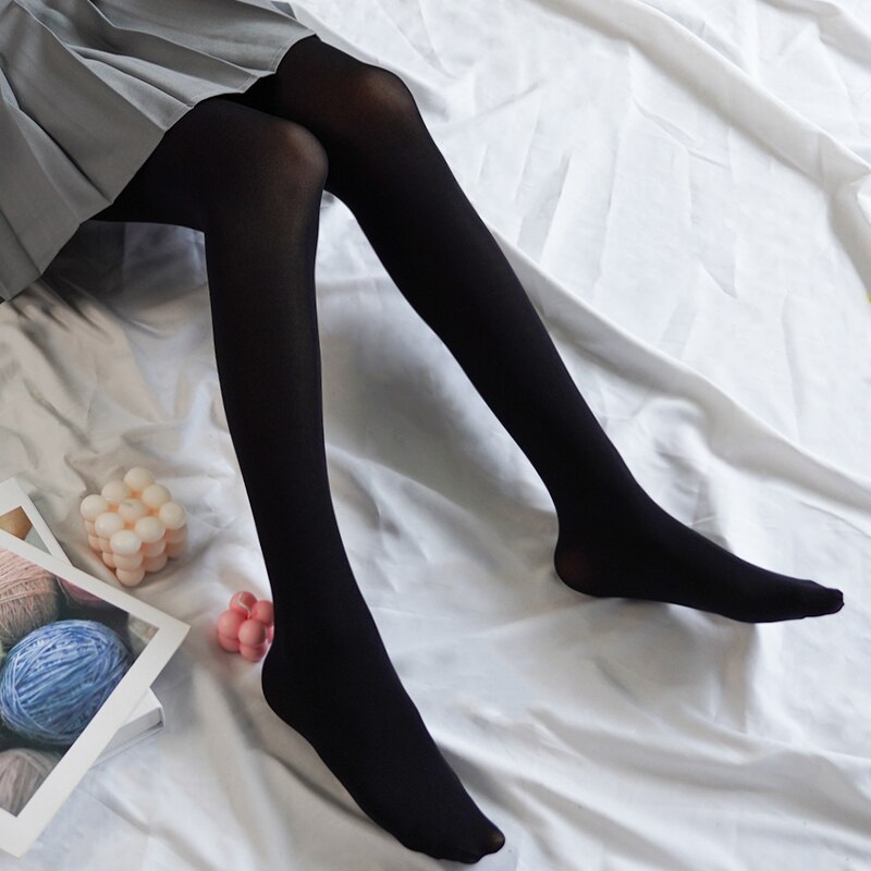 100D Woman Tights Plus Size Color Anti-hook Tear Resistant Super Elastic Pantyhose Opaque Footed Dance Tights Solid Color: black