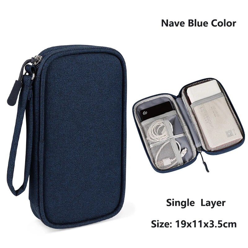 Opbergtas voor datakabel Waterdichte draagbare draagtas Lagen opbergtas Reisorganisatortas voor kabelsnoer USB-oplader: Blauw