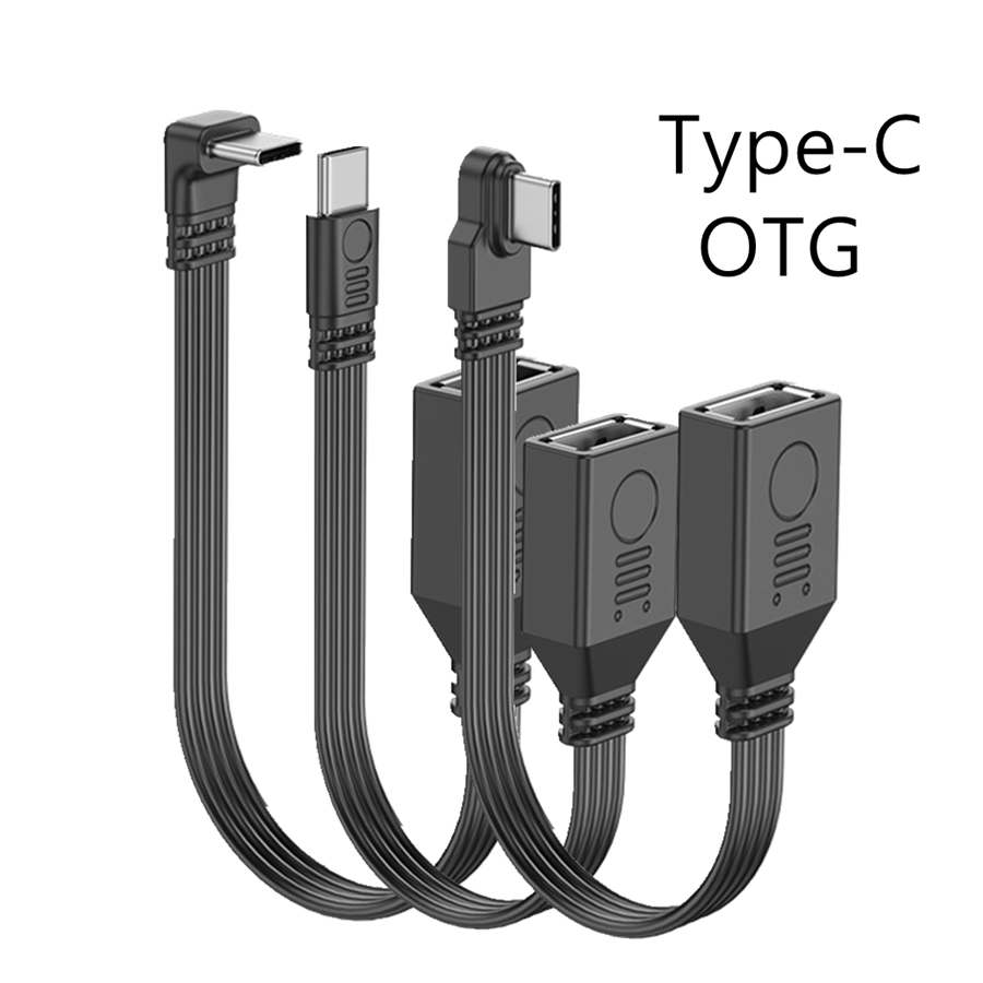 Fladt c-type usb til otg usb-kabel 5-30cm egnet til telefoner computere funktionstype -c 90 graders han til usb 2.0 hun-adapter
