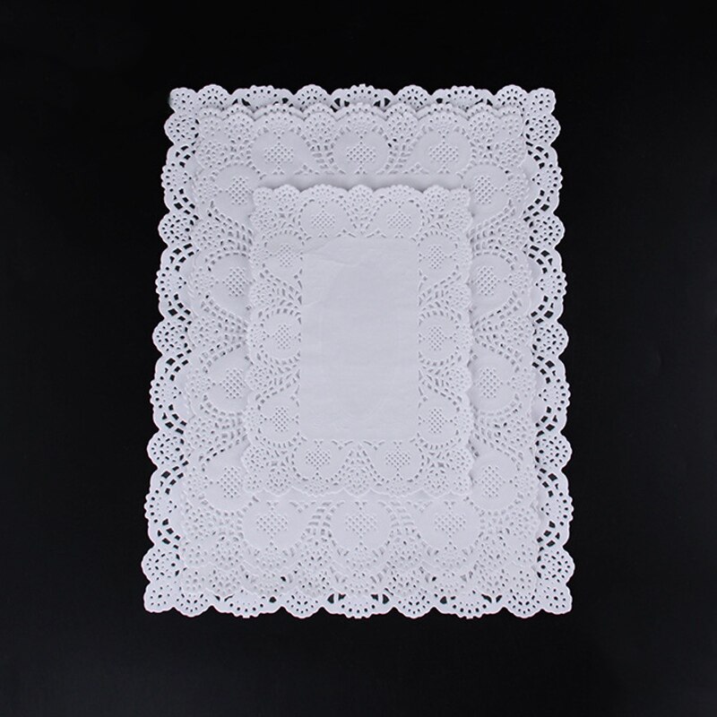 Mantel Individual de papel blanco, tapete de encaje a prueba de aceite para hornear pasteles, salvamanteles de papel, almohadilla no tóxica para decoración de pasteles, accesorios de mesa, 16 Uds.