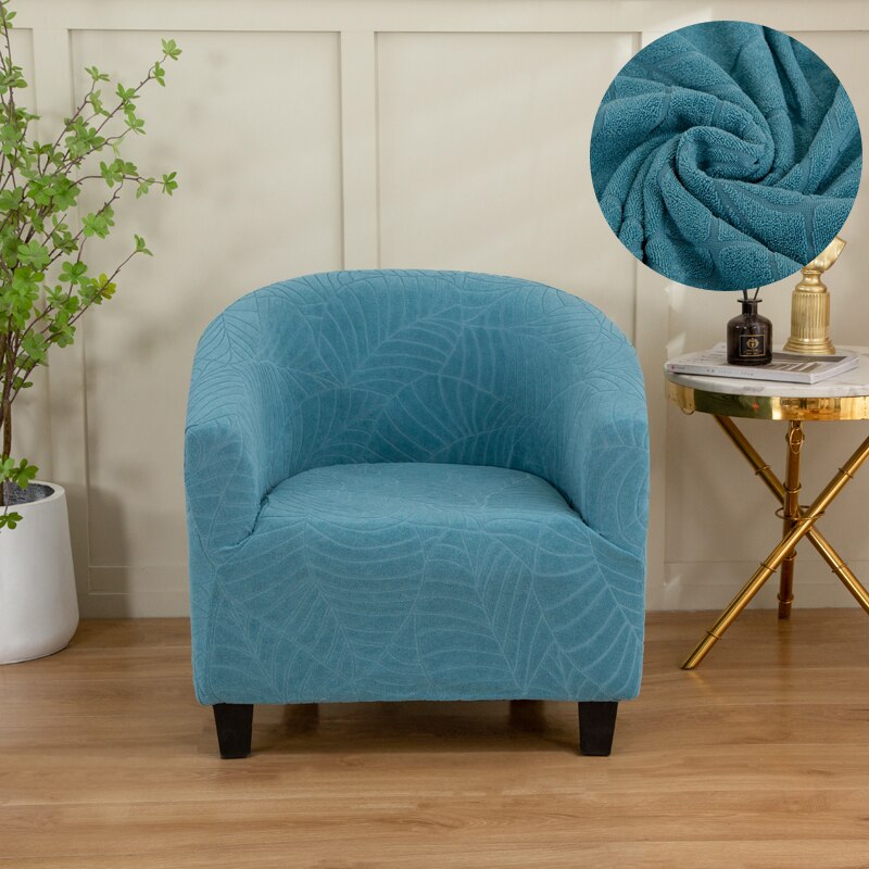 Club Stoel Hoes Stretch Vat Stoelbekleding Jacquard Bad Stoel Kussenovertrekken Zachte Spandex Fauteuil Sofa Cover Verwijderbare: BLUE