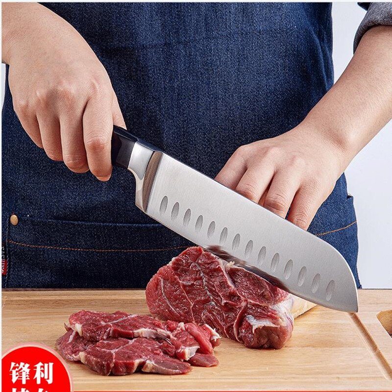 8-Inch Chef's Santoku Knife Kitchen Knife Stainless Steel Vegetable Meat Cooking Knife Utility Knife Sharp Knife