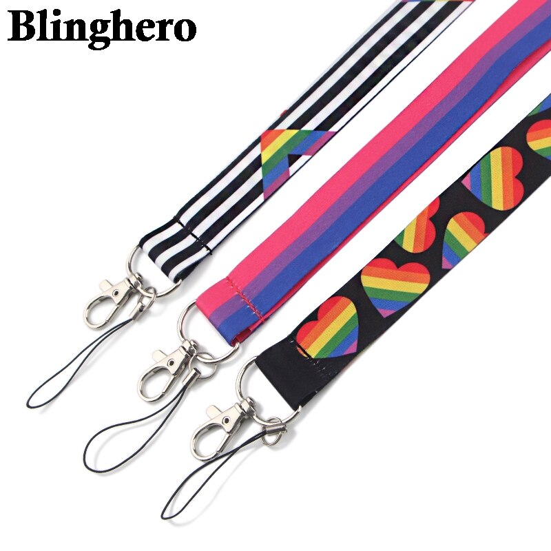 CA934 20 teile/los Regenbogen Herz Lanyards Nacken Gurt praktisch Schlüssel Ich würde Karte Halfter Schlüsselband Für Schlüssel DIY Hängen seil