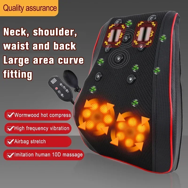 Elektrische Shiatsu Hoofd Nek Cervicale Tractie Body Massager Auto Rugkussen met Verwarming Vibrerende Massage Apparaat Gezondheidszorg