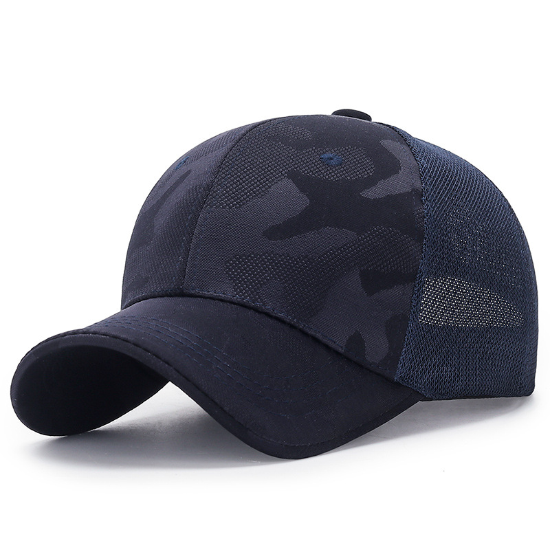 Unisex Light Plate Camouflage Breathable Baseball Net Caps Spring and Autumn Outdoor Adjustable Casual Hats Sunscreen Hat: Blue