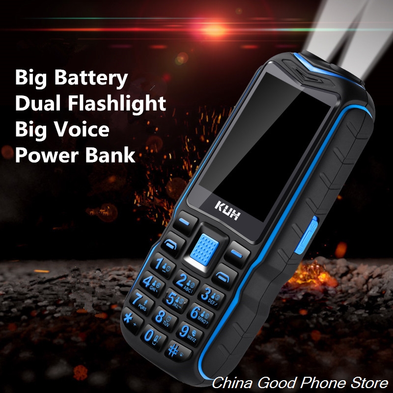 KUH T3 Big Battery Rugged Elderly Mobile Phone Shockproof Cellphone Loud Speaker Large Font Dual Sim Vibration Double Flashligt