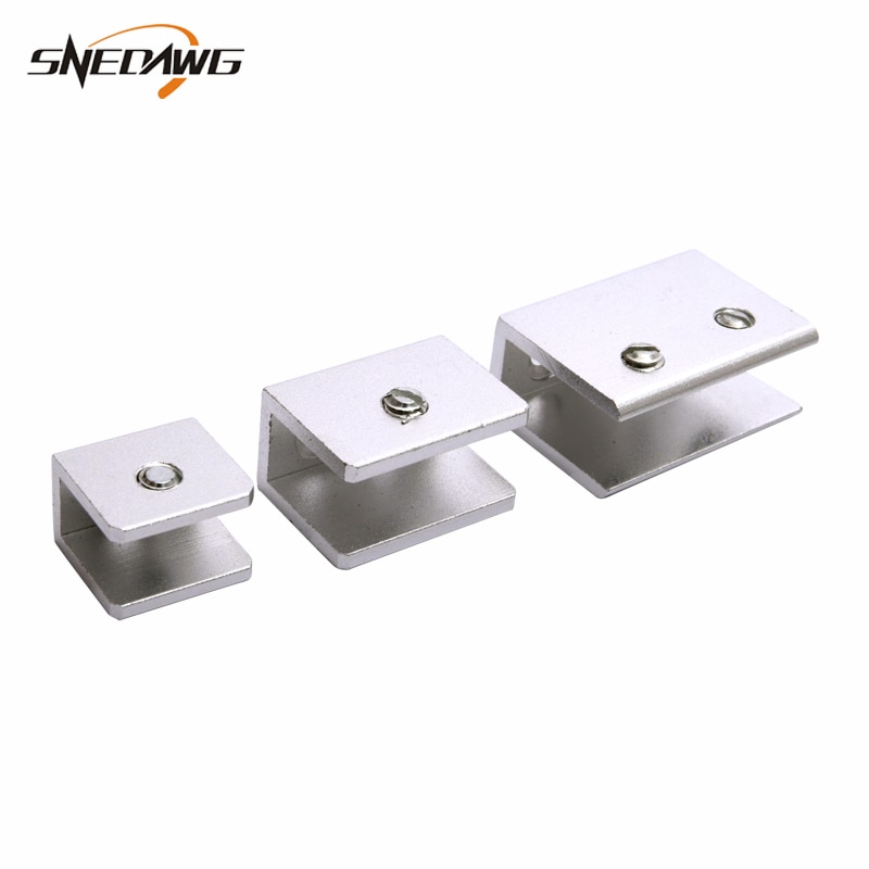 2pcs Space Aluminum Glass Clamp Fit 6~12mm Thickness Glass Clip Shelf Support Showcase Display Cabinet Glass Clamp Clip