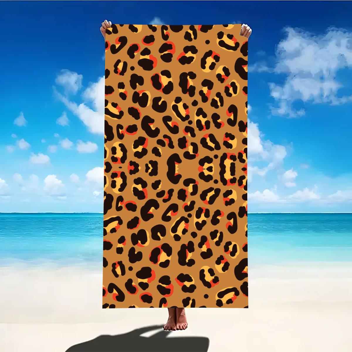 Toalha de praia tigre com estampa de leopardo, grande microfibra, ultra macia, secagem rápida, para natação, yoga, leve, viagem, acampamento: XS / Preto