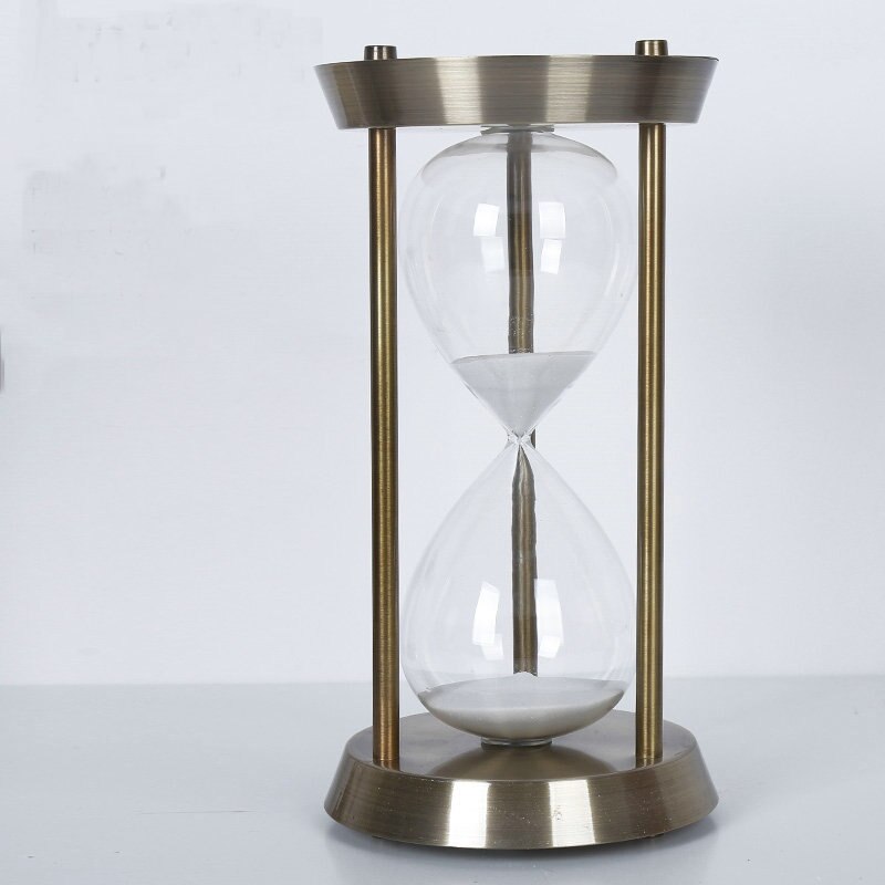 HQ Antique Brass 5/15/30/60MINS Cylindrical Sand Glass Sand Timer Clock Hourglass Art And Crafts Study Bedroom Office Desk Decor