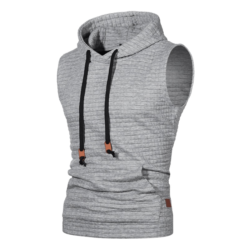 Mouwloze herenhoodies Mode Casual sweatshirt met rits en capuchon Heren bodybuilding tanktop sportief shirt vest vest gym: 4XL / Khaki
