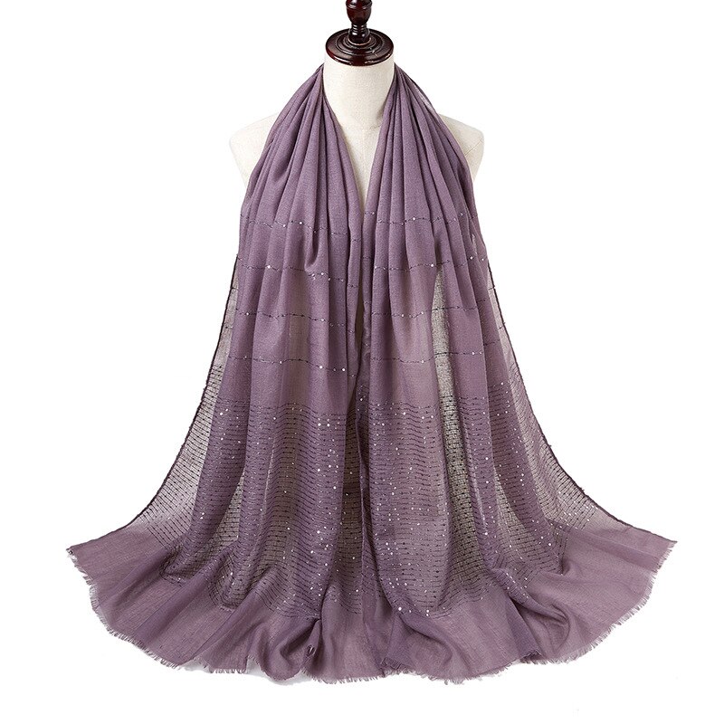 1PC Cotton And Linen Tassel Scarf Sequins Autumn And Winter Muslim Hijab Malay Headscarf: 8
