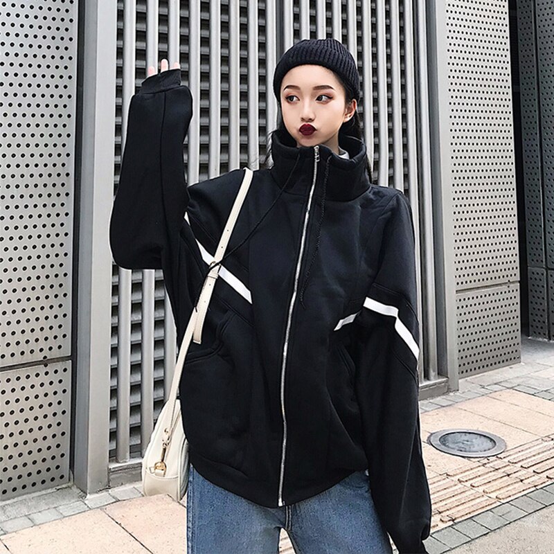 abrigo largo de mezcla de lana fina para Mujer Otoño Invierno chaqueta ajustada para Mujer cuello vuelto sólido: Black / M