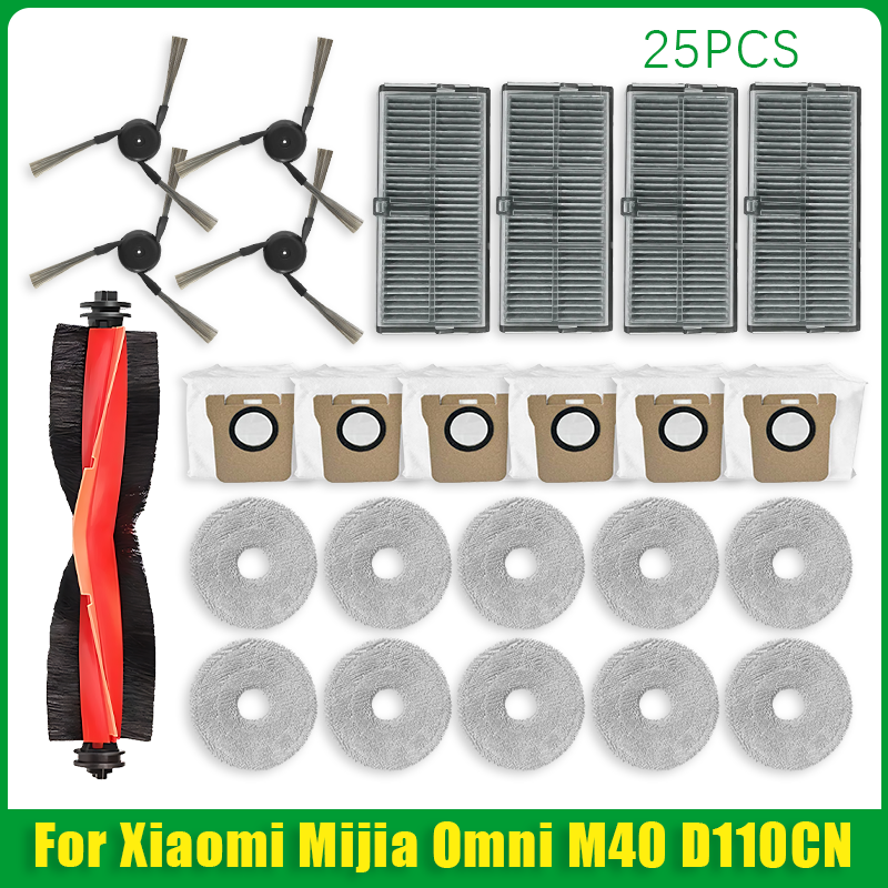 Compatible For Xiaomi Mijia Omni M40 D110CN Replacement Parts Main Side Brush Hepa Filter Mop Cloth Dust Bag Accessories: Lavender