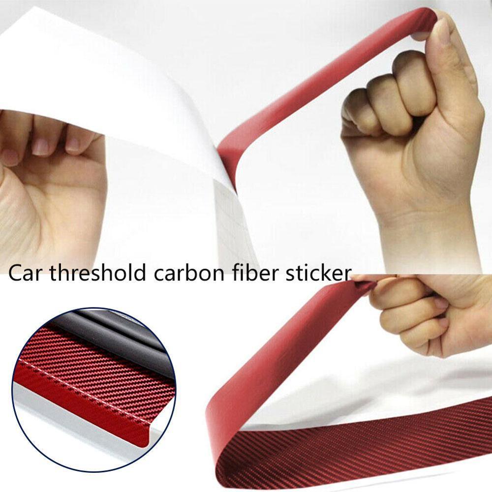 4PCS 60x6.8cm 3D Carbon Fiber Sticker for Automobile Threshold Door Anti-kick Protection Sticker Protective Strip Sticker
