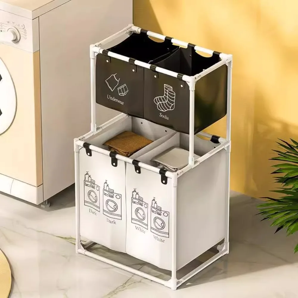 Grote wasmand Opvouwbare rasterorganizer Mand 2-laags verwijderbare waterdichte vuile klerenorganizer Wasmand voor thuis