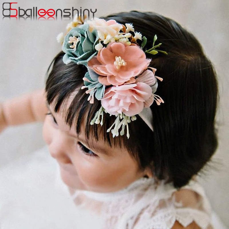 Balleenshiny, diadema DIY Bohemia para niña bebé, flor súper de nailon suave, accesorios de fotografía Turbante de flores recién nacido cumpleaños niños niñas,