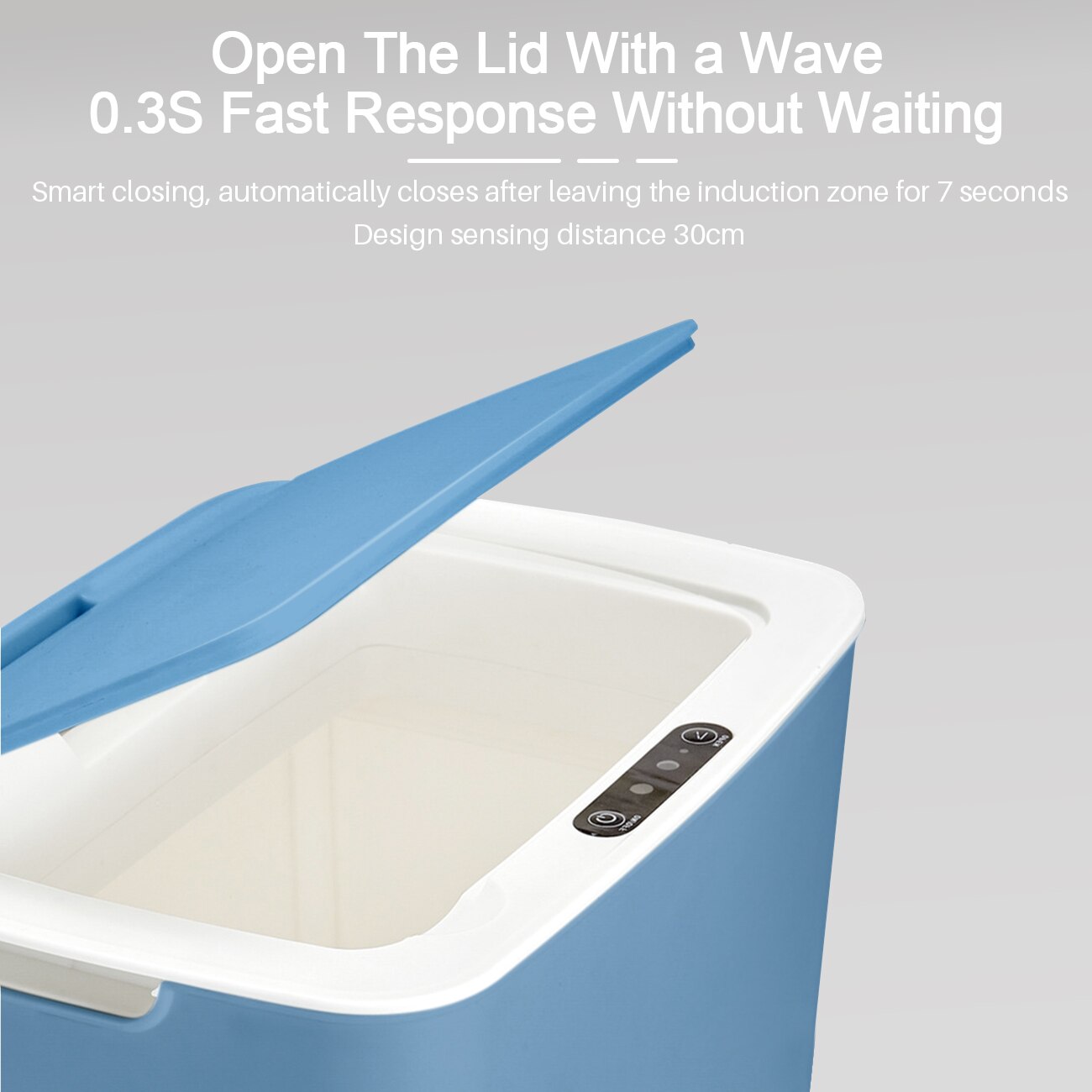 14L Non-contact Trash Can, Blue Inductive Trash Recycling Bin with Lid for Living Room, Kitchen, Bedroom,Toilet, Office, etc.