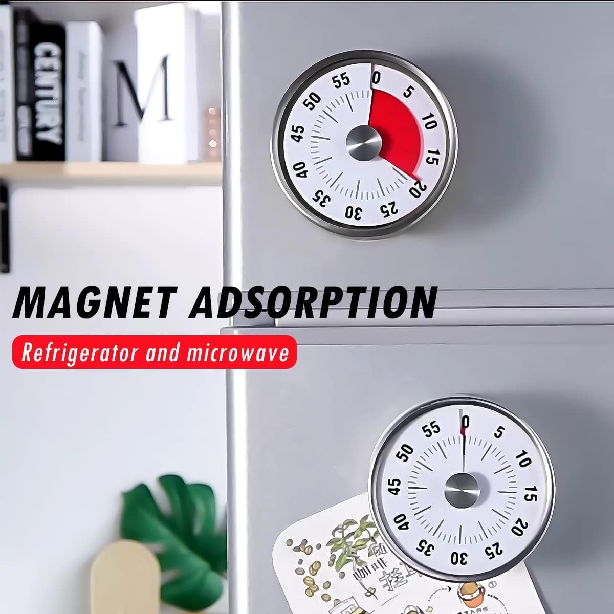 Magnetischer Küchentimer, Visueller Countdown-Timer mit Magnetrückseite, Mechanischer Timer zum Kochen, Backen, Lernen, Verwendung