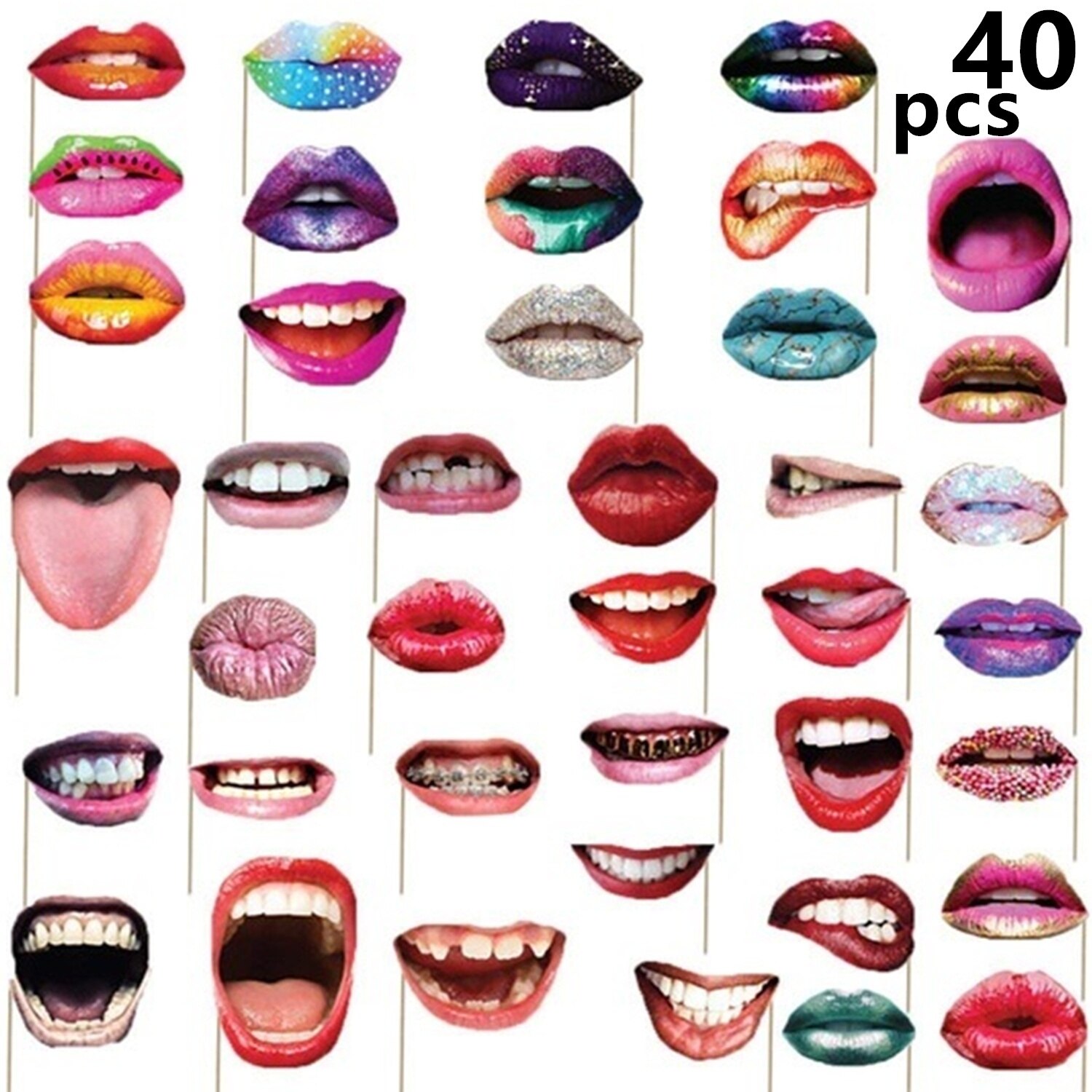 40pcs Lip Mouth DIY Funny Photobooth Props Wedding Decoration Funny Lip Mouth DIY Photo Booth Funny Mouth Lips Photo Booth Prop