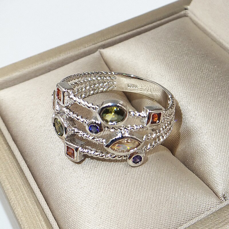 Echt 925 Sterling Zilveren Ringen Voor Vrouwen Hollow Engagement Ring Bijoux Bague Sterling Zilveren Bruiloft Sieraden