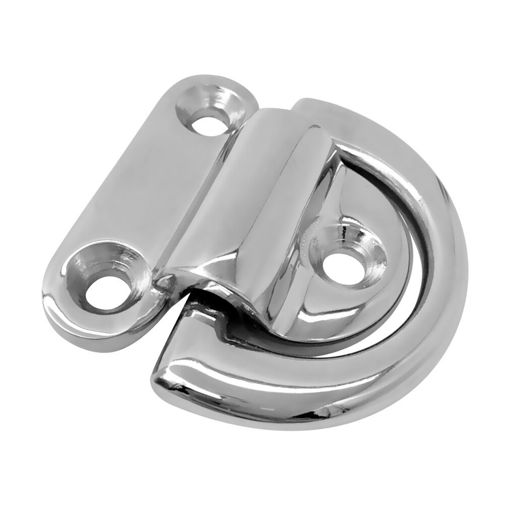 Marine Boat 316 Stainless Steel D-Ring Pad Eye Ring Deck Folding Loop with Plate 1/8'' Pin Hole for Max 25mm Rope