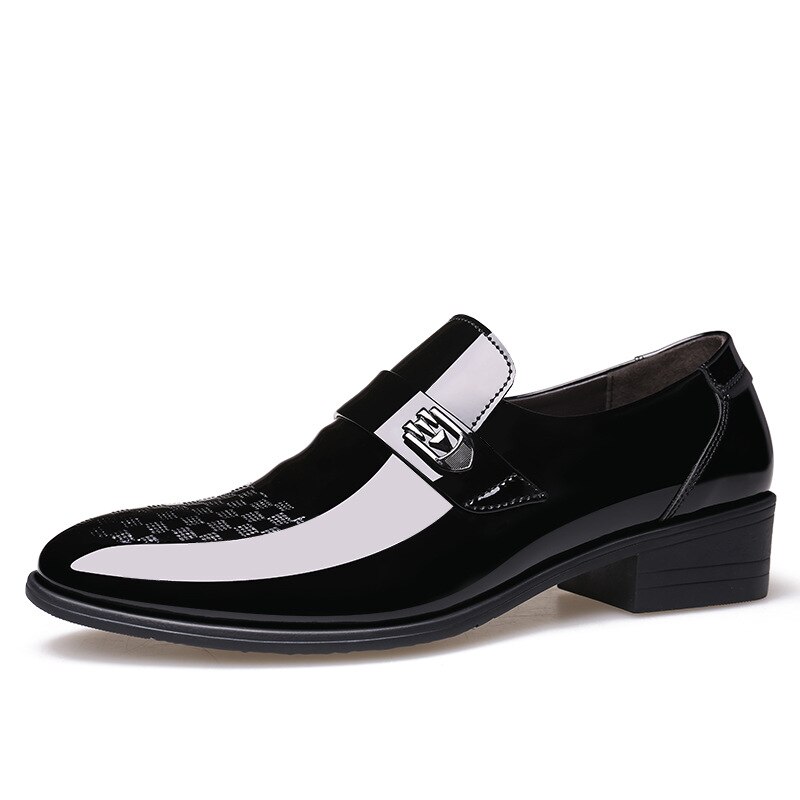 Patent Leather Loafers Men Shoes Formal Wedding Dress Shoes for Men Italian Shoe Black Men Business Leather Shoes Man: 9.5