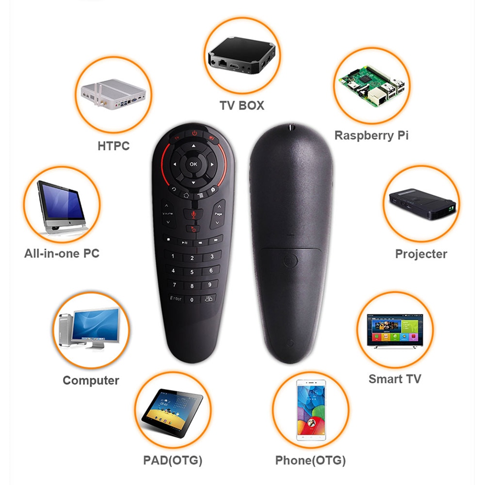 Télécommande g30 voix,  g30s souris aériennes, 2.4g mini claviers sans fil, gyroscope d'apprentissage infrarouge, assistant google pour android tv box pc