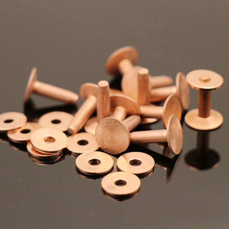 Solid koppar platta sidokorn emboosed nitar cap stud för läder hantverk väska hatt skor kläder jeans sällskapsdjur krage tillbehör