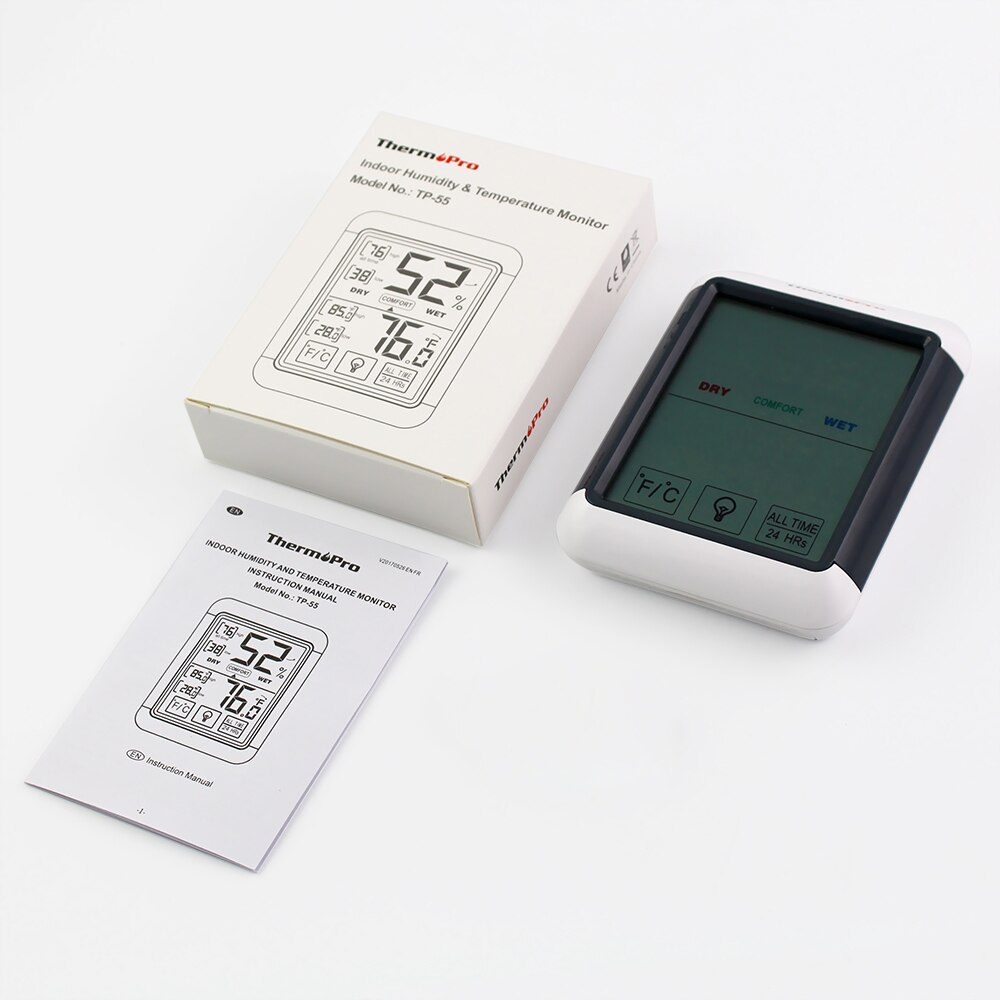 ThermoPro TP-55 hygromètre numérique thermomètre intérieur jauge d'humidité de la température avec écran tactile Jumbo et moniteur de rétro-éclairage
