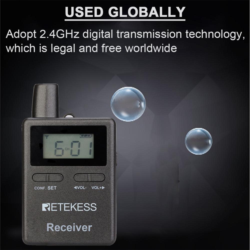 Retekess TT105 2.4GHz Wireless Receiver Tour Guide System for Church Translation System Traveling Museum Visit Conference