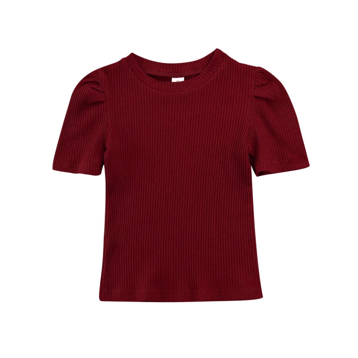 Emmababy Kids Peuter Baby Meisjes Korte Mouwen Gebreide Tops Effen Kleur Basic T Classic Shirts Kleding set: Rood / 1 to 2 Years