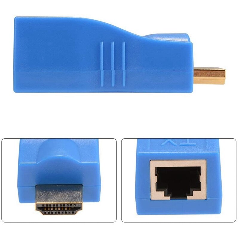 HDMI Verlängerung, RJ45 Netzwerk Signal Verlängerung Absender und Empfänger Adapter über Durch Einzelne Katze6 Kabel 100Ft / 30M