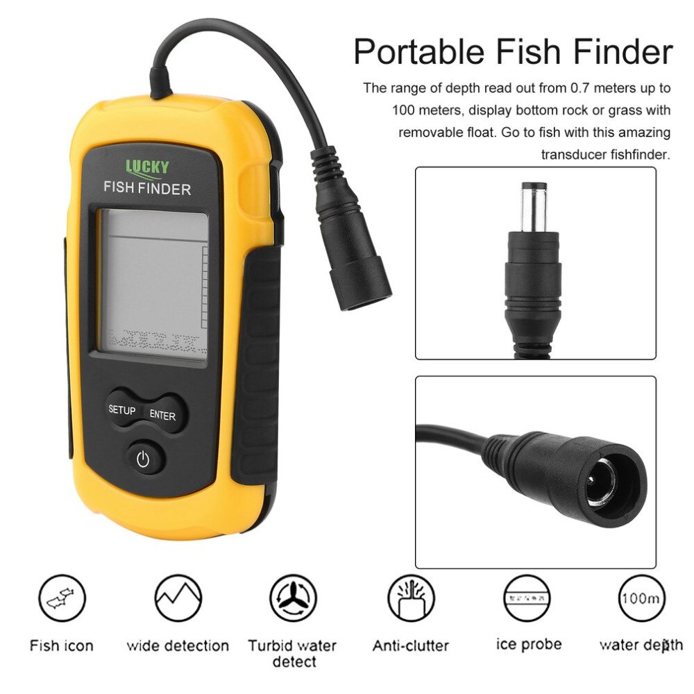 Draagbare 0.7-100M Sonar Alarm Fishfinder Echo Sirene Transducer Sensor Diepte Finder Met Ru Nl Handleiding