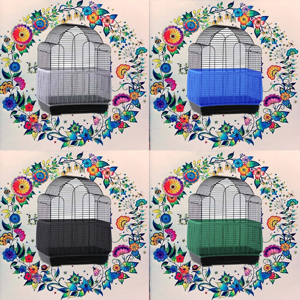 Easy Cleaning Bird Cage Covers Mesh Seed Catcher Guard Bird Cage Net Shell Skirt Dust-proof Airy Mesh Parrot Cage Cover 3 Sizes