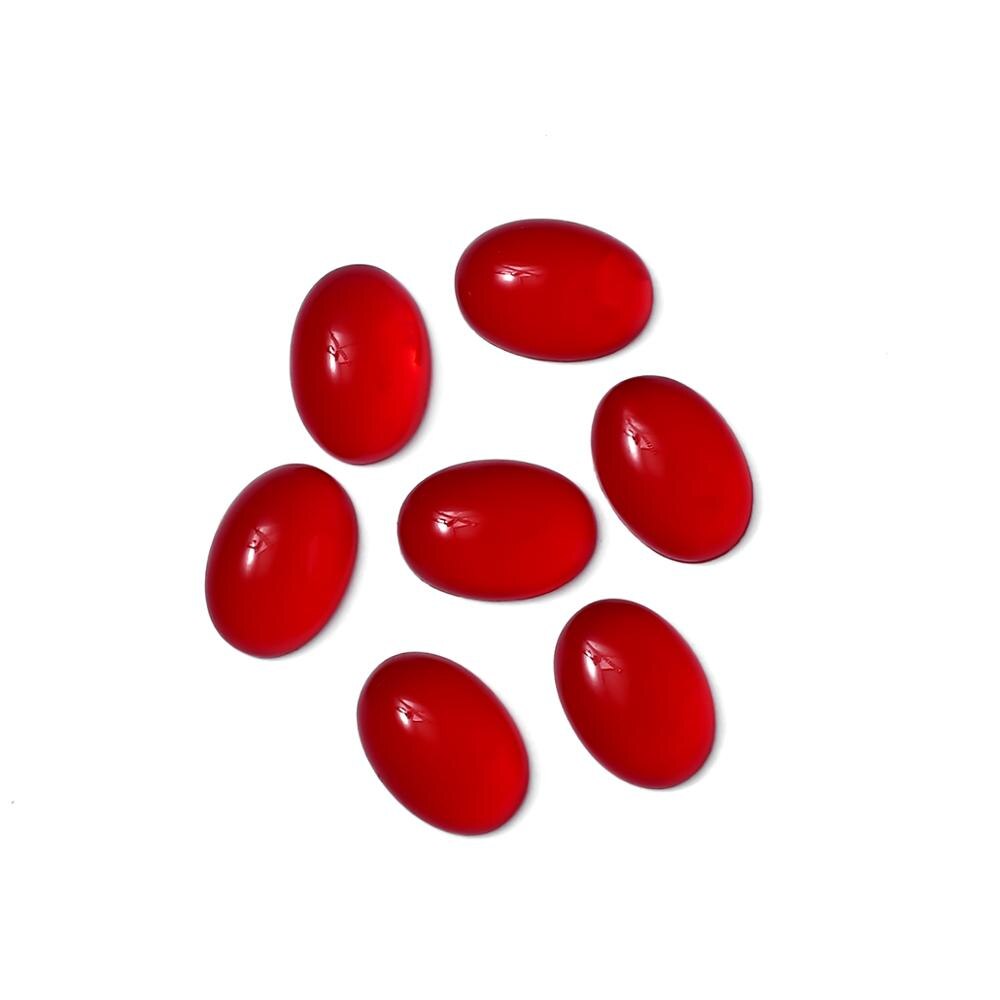 10Pcs/Lot 8mm 10mm Resin Cat Eye Oval Flat Back Clear Glass Cabochon Findings DIY Pendant Jewelry Making Materials Supplies: 10x14mm red