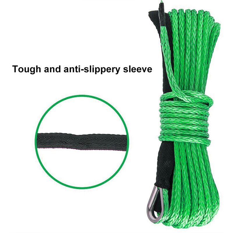 1/4X50 15M 6MM 7700 Lbs Car Electric Winch Rope High-Strength Fiber Rope Car Off-Road Vehicle Traction Rope for Car SUV